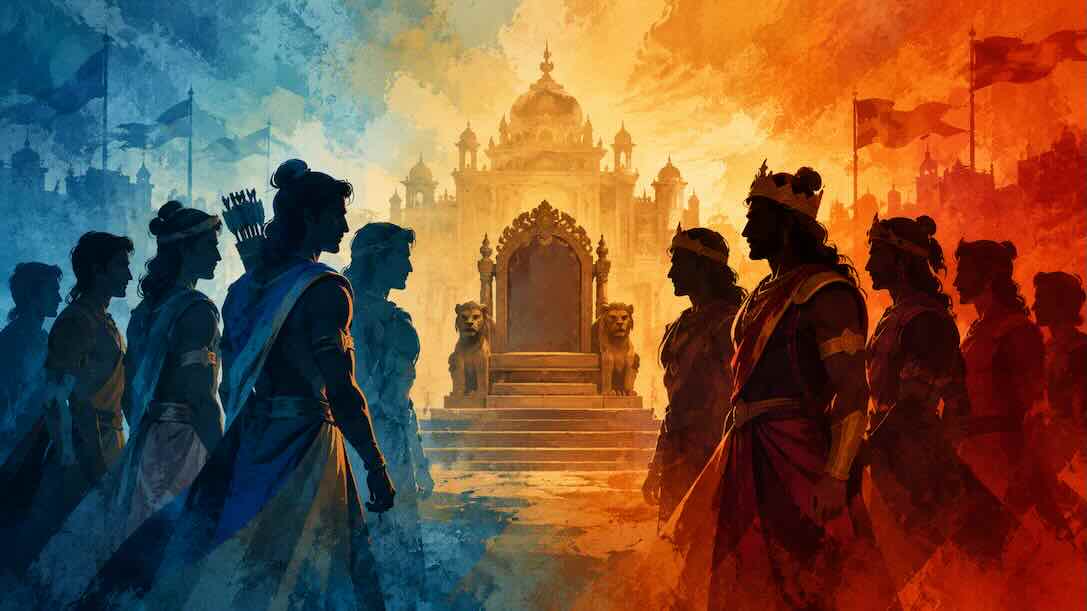 What Was the Dispute Between the Pandavas and Kauravas Over the Throne of Hastinapur?
